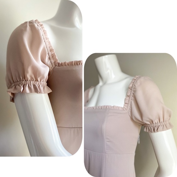 Show Me Your MuMu Brittany Maxi Dress Square Neck Blush Prom Bridesmaid Wedding - Picture 6 of 13